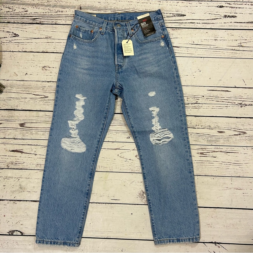 Levi’s 501 cropped high waist Ojai Ring denim jeans NWT - Picture 12 of 12